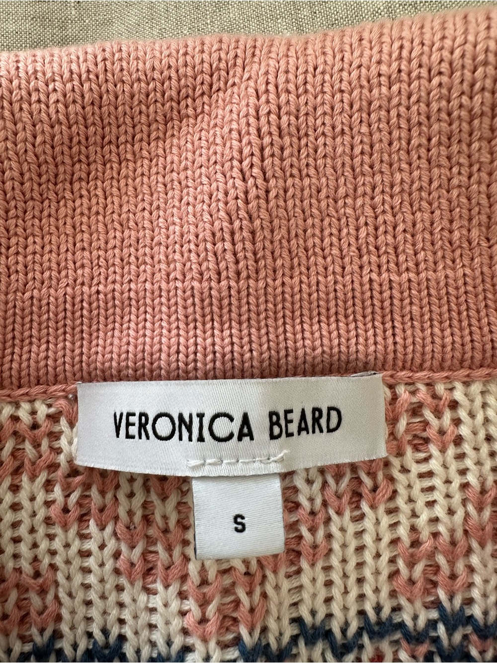 Pink Fair Isle Collared Knit Jacket from Veronica Beard - Picture 3 of 4